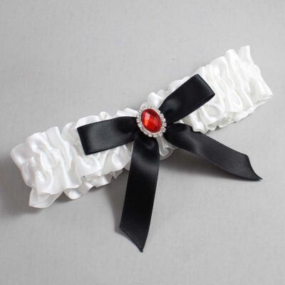 White and Black Satin Wedding Garter / White Wedding Garters / Wedding Garter / Custom Wedding Garter / Bridal Garter / Prom Garter / Linda Joyce Couture / Personalized Garter / Personalized Wedding Garter / Personalized Prom Garter