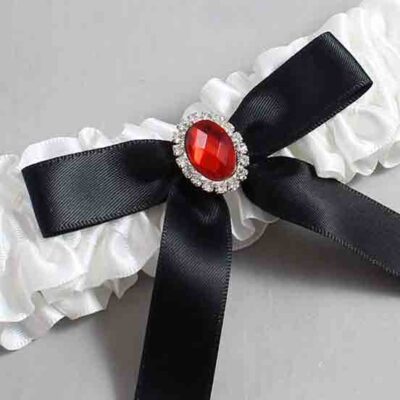 White and Black Satin Wedding Garter / White Wedding Garters / Wedding Garter / Custom Wedding Garter / Bridal Garter / Prom Garter / Linda Joyce Couture / Personalized Garter / Personalized Wedding Garter / Personalized Prom Garter