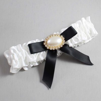 White and Black Satin Wedding Garter / White Wedding Garters / Wedding Garter / Custom Wedding Garter / Bridal Garter / Prom Garter / Linda Joyce Couture / Personalized Garter / Personalized Wedding Garter / Personalized Prom Garter