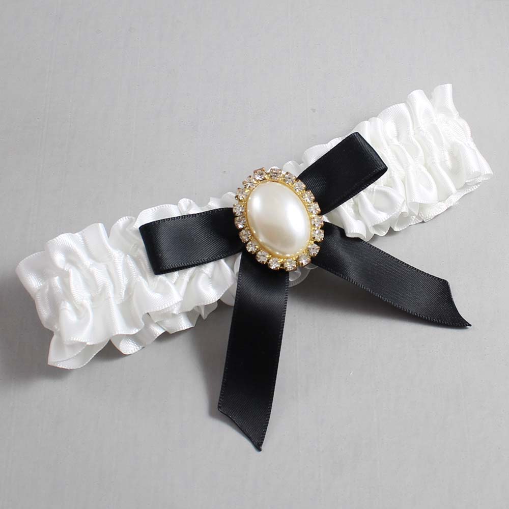 White and Black Satin Wedding Garter / White Wedding Garters / Wedding Garter / Custom Wedding Garter / Bridal Garter / Prom Garter / Linda Joyce Couture / Personalized Garter / Personalized Wedding Garter / Personalized Prom Garter