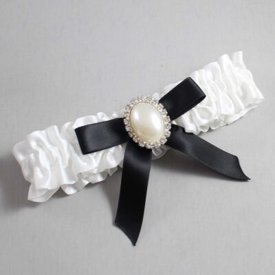 White and Black Satin Wedding Garter / White Wedding Garters / Wedding Garter / Custom Wedding Garter / Bridal Garter / Prom Garter / Linda Joyce Couture / Personalized Garter / Personalized Wedding Garter / Personalized Prom Garter