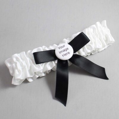White and Black Satin Wedding Garter / White Wedding Garters / Wedding Garter / Custom Wedding Garter / Bridal Garter / Prom Garter / Linda Joyce Couture / Personalized Garter / Personalized Wedding Garter / Personalized Prom Garter