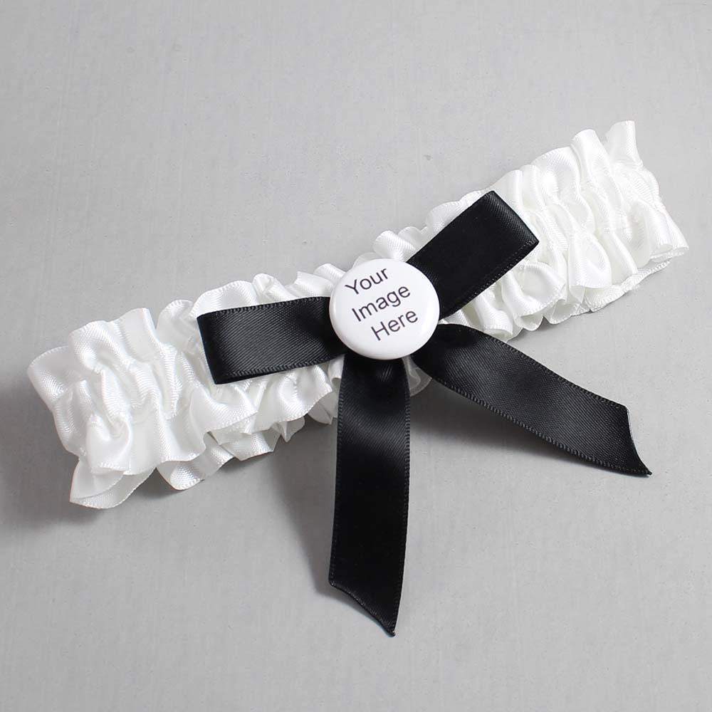White and Black Satin Wedding Garter / White Wedding Garters / Wedding Garter / Custom Wedding Garter / Bridal Garter / Prom Garter / Linda Joyce Couture / Personalized Garter / Personalized Wedding Garter / Personalized Prom Garter