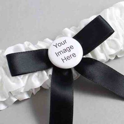 White and Black Satin Wedding Garter / White Wedding Garters / Wedding Garter / Custom Wedding Garter / Bridal Garter / Prom Garter / Linda Joyce Couture / Personalized Garter / Personalized Wedding Garter / Personalized Prom Garter