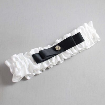 White and Black Satin Wedding Garter / White Wedding Garters / Wedding Garter / Custom Wedding Garter / Bridal Garter / Prom Garter / Linda Joyce Couture / Personalized Garter / Personalized Wedding Garter / Personalized Prom Garter