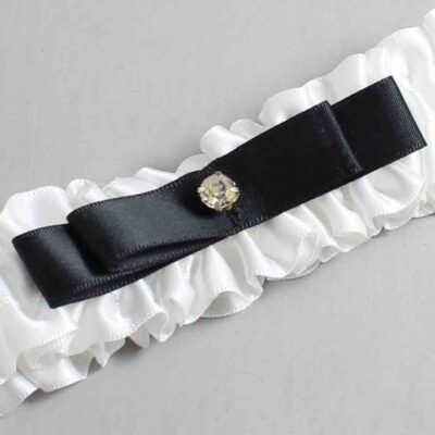 White and Black Satin Wedding Garter / White Wedding Garters / Wedding Garter / Custom Wedding Garter / Bridal Garter / Prom Garter / Linda Joyce Couture / Personalized Garter / Personalized Wedding Garter / Personalized Prom Garter