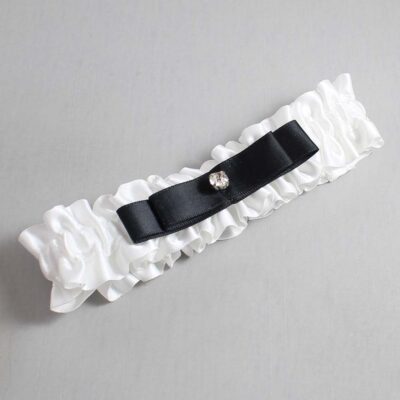 White and Black Satin Wedding Garter / White Wedding Garters / Wedding Garter / Custom Wedding Garter / Bridal Garter / Prom Garter / Linda Joyce Couture / Personalized Garter / Personalized Wedding Garter / Personalized Prom Garter