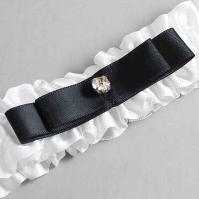 White and Black Satin Wedding Garter / White Wedding Garters / Wedding Garter / Custom Wedding Garter / Bridal Garter / Prom Garter / Linda Joyce Couture / Personalized Garter / Personalized Wedding Garter / Personalized Prom Garter