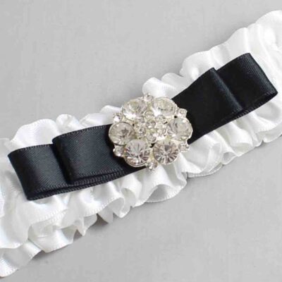 White and Black Satin Wedding Garter / White Wedding Garters / Wedding Garter / Custom Wedding Garter / Bridal Garter / Prom Garter / Linda Joyce Couture / Personalized Garter / Personalized Wedding Garter / Personalized Prom Garter