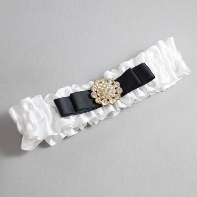 White and Black Satin Wedding Garter / White Wedding Garters / Wedding Garter / Custom Wedding Garter / Bridal Garter / Prom Garter / Linda Joyce Couture / Personalized Garter / Personalized Wedding Garter / Personalized Prom Garter