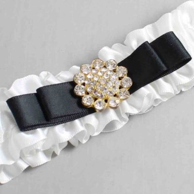White and Black Satin Wedding Garter / White Wedding Garters / Wedding Garter / Custom Wedding Garter / Bridal Garter / Prom Garter / Linda Joyce Couture / Personalized Garter / Personalized Wedding Garter / Personalized Prom Garter