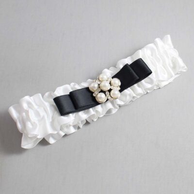 White and Black Satin Wedding Garter / White Wedding Garters / Wedding Garter / Custom Wedding Garter / Bridal Garter / Prom Garter / Linda Joyce Couture / Personalized Garter / Personalized Wedding Garter / Personalized Prom Garter