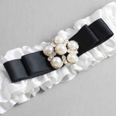 White and Black Satin Wedding Garter / White Wedding Garters / Wedding Garter / Custom Wedding Garter / Bridal Garter / Prom Garter / Linda Joyce Couture / Personalized Garter / Personalized Wedding Garter / Personalized Prom Garter
