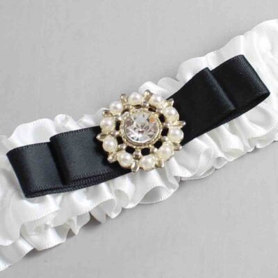 White and Black Satin Wedding Garter / White Wedding Garters / Wedding Garter / Custom Wedding Garter / Bridal Garter / Prom Garter / Linda Joyce Couture / Personalized Garter / Personalized Wedding Garter / Personalized Prom Garter