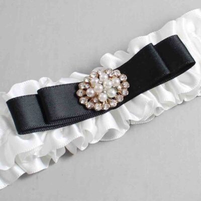 White and Black Satin Wedding Garter / White Wedding Garters / Wedding Garter / Custom Wedding Garter / Bridal Garter / Prom Garter / Linda Joyce Couture / Personalized Garter / Personalized Wedding Garter / Personalized Prom Garter