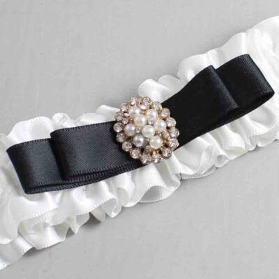 White and Black Satin Wedding Garter / White Wedding Garters / Wedding Garter / Custom Wedding Garter / Bridal Garter / Prom Garter / Linda Joyce Couture / Personalized Garter / Personalized Wedding Garter / Personalized Prom Garter
