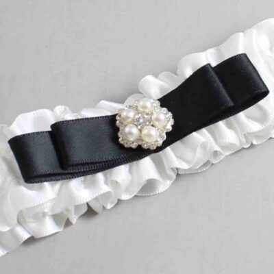 White and Black Satin Wedding Garter / White Wedding Garters / Wedding Garter / Custom Wedding Garter / Bridal Garter / Prom Garter / Linda Joyce Couture / Personalized Garter / Personalized Wedding Garter / Personalized Prom Garter