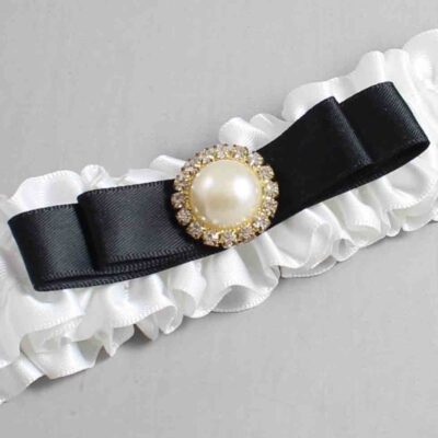 White and Black Satin Wedding Garter / White Wedding Garters / Wedding Garter / Custom Wedding Garter / Bridal Garter / Prom Garter / Linda Joyce Couture / Personalized Garter / Personalized Wedding Garter / Personalized Prom Garter