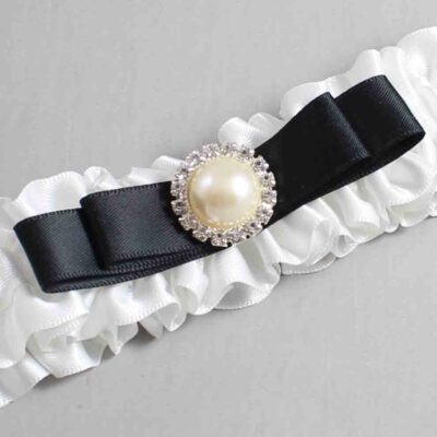 White and Black Satin Wedding Garter / White Wedding Garters / Wedding Garter / Custom Wedding Garter / Bridal Garter / Prom Garter / Linda Joyce Couture / Personalized Garter / Personalized Wedding Garter / Personalized Prom Garter
