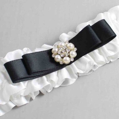 White and Black Satin Wedding Garter / White Wedding Garters / Wedding Garter / Custom Wedding Garter / Bridal Garter / Prom Garter / Linda Joyce Couture / Personalized Garter / Personalized Wedding Garter / Personalized Prom Garter