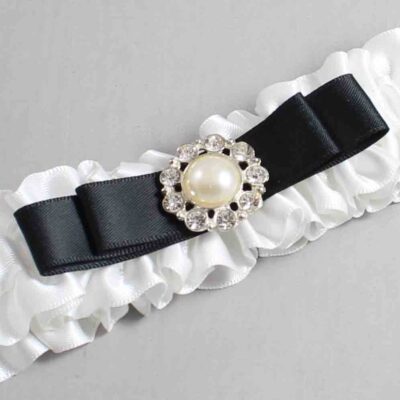 White and Black Satin Wedding Garter / White Wedding Garters / Wedding Garter / Custom Wedding Garter / Bridal Garter / Prom Garter / Linda Joyce Couture / Personalized Garter / Personalized Wedding Garter / Personalized Prom Garter