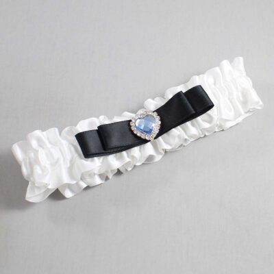White and Black Satin Wedding Garter / White Wedding Garters / Wedding Garter / Custom Wedding Garter / Bridal Garter / Prom Garter / Linda Joyce Couture / Personalized Garter / Personalized Wedding Garter / Personalized Prom Garter