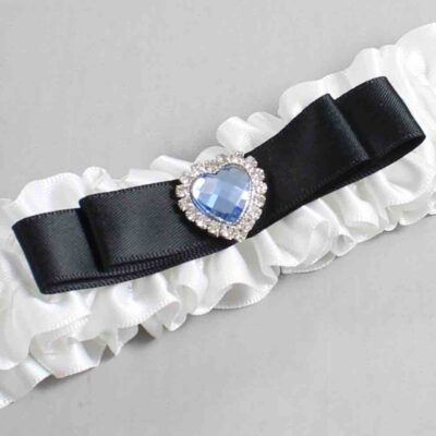 White and Black Satin Wedding Garter / White Wedding Garters / Wedding Garter / Custom Wedding Garter / Bridal Garter / Prom Garter / Linda Joyce Couture / Personalized Garter / Personalized Wedding Garter / Personalized Prom Garter