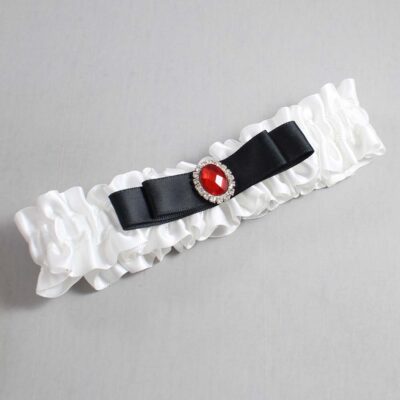 White and Black Satin Wedding Garter / White Wedding Garters / Wedding Garter / Custom Wedding Garter / Bridal Garter / Prom Garter / Linda Joyce Couture / Personalized Garter / Personalized Wedding Garter / Personalized Prom Garter