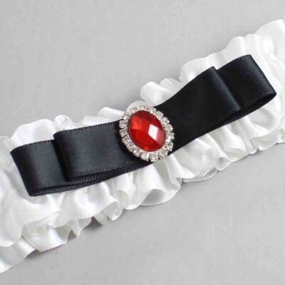 White and Black Satin Wedding Garter / White Wedding Garters / Wedding Garter / Custom Wedding Garter / Bridal Garter / Prom Garter / Linda Joyce Couture / Personalized Garter / Personalized Wedding Garter / Personalized Prom Garter