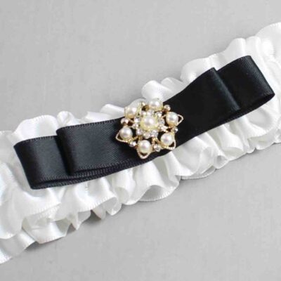 White and Black Satin Wedding Garter / White Wedding Garters / Wedding Garter / Custom Wedding Garter / Bridal Garter / Prom Garter / Linda Joyce Couture / Personalized Garter / Personalized Wedding Garter / Personalized Prom Garter