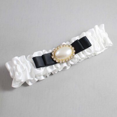 White and Black Satin Wedding Garter / White Wedding Garters / Wedding Garter / Custom Wedding Garter / Bridal Garter / Prom Garter / Linda Joyce Couture / Personalized Garter / Personalized Wedding Garter / Personalized Prom Garter