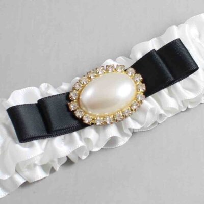 White and Black Satin Wedding Garter / White Wedding Garters / Wedding Garter / Custom Wedding Garter / Bridal Garter / Prom Garter / Linda Joyce Couture / Personalized Garter / Personalized Wedding Garter / Personalized Prom Garter
