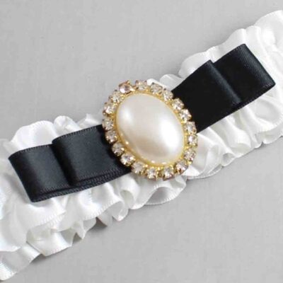 White and Black Satin Wedding Garter / White Wedding Garters / Wedding Garter / Custom Wedding Garter / Bridal Garter / Prom Garter / Linda Joyce Couture / Personalized Garter / Personalized Wedding Garter / Personalized Prom Garter