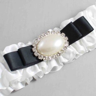 White and Black Satin Wedding Garter / White Wedding Garters / Wedding Garter / Custom Wedding Garter / Bridal Garter / Prom Garter / Linda Joyce Couture / Personalized Garter / Personalized Wedding Garter / Personalized Prom Garter