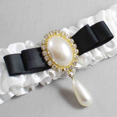 White and Black Satin Wedding Garter / White Wedding Garters / Wedding Garter / Custom Wedding Garter / Bridal Garter / Prom Garter / Linda Joyce Couture / Personalized Garter / Personalized Wedding Garter / Personalized Prom Garter