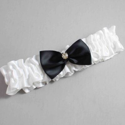 White and Black Satin Wedding Garter / White Wedding Garters / Wedding Garter / Custom Wedding Garter / Bridal Garter / Prom Garter / Linda Joyce Couture / Personalized Garter / Personalized Wedding Garter / Personalized Prom Garter
