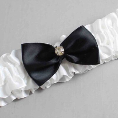 White and Black Satin Wedding Garter / White Wedding Garters / Wedding Garter / Custom Wedding Garter / Bridal Garter / Prom Garter / Linda Joyce Couture / Personalized Garter / Personalized Wedding Garter / Personalized Prom Garter