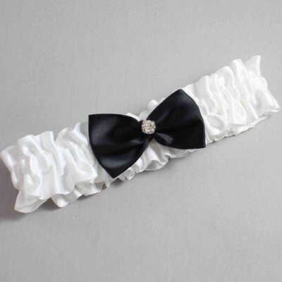 White and Black Satin Wedding Garter / White Wedding Garters / Wedding Garter / Custom Wedding Garter / Bridal Garter / Prom Garter / Linda Joyce Couture / Personalized Garter / Personalized Wedding Garter / Personalized Prom Garter