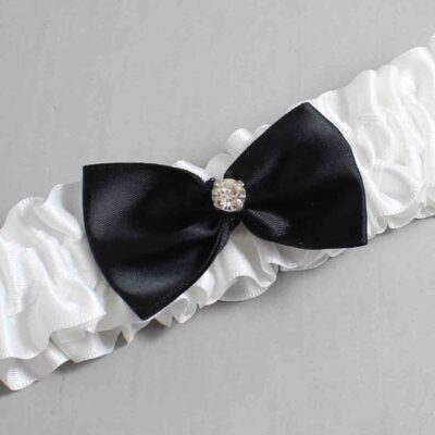 White and Black Satin Wedding Garter / White Wedding Garters / Wedding Garter / Custom Wedding Garter / Bridal Garter / Prom Garter / Linda Joyce Couture / Personalized Garter / Personalized Wedding Garter / Personalized Prom Garter
