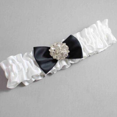 White and Black Satin Wedding Garter / White Wedding Garters / Wedding Garter / Custom Wedding Garter / Bridal Garter / Prom Garter / Linda Joyce Couture / Personalized Garter / Personalized Wedding Garter / Personalized Prom Garter