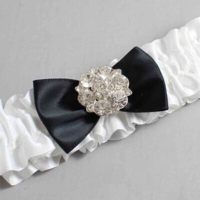 White and Black Satin Wedding Garter / White Wedding Garters / Wedding Garter / Custom Wedding Garter / Bridal Garter / Prom Garter / Linda Joyce Couture / Personalized Garter / Personalized Wedding Garter / Personalized Prom Garter