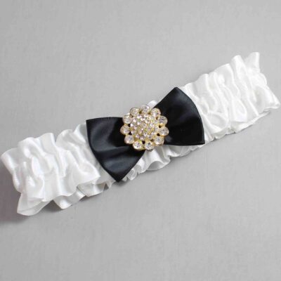 White and Black Satin Wedding Garter / White Wedding Garters / Wedding Garter / Custom Wedding Garter / Bridal Garter / Prom Garter / Linda Joyce Couture / Personalized Garter / Personalized Wedding Garter / Personalized Prom Garter