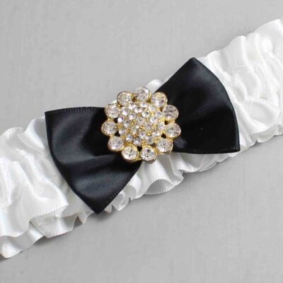 White and Black Satin Wedding Garter / White Wedding Garters / Wedding Garter / Custom Wedding Garter / Bridal Garter / Prom Garter / Linda Joyce Couture / Personalized Garter / Personalized Wedding Garter / Personalized Prom Garter