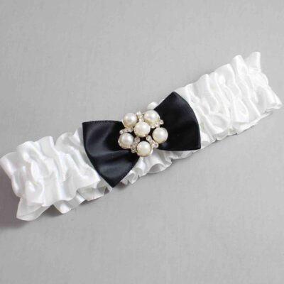 White and Black Satin Wedding Garter / White Wedding Garters / Wedding Garter / Custom Wedding Garter / Bridal Garter / Prom Garter / Linda Joyce Couture / Personalized Garter / Personalized Wedding Garter / Personalized Prom Garter