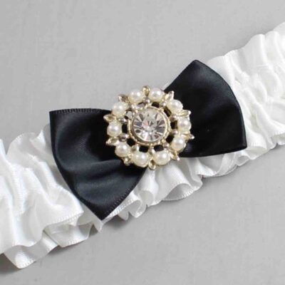 White and Black Satin Wedding Garter / White Wedding Garters / Wedding Garter / Custom Wedding Garter / Bridal Garter / Prom Garter / Linda Joyce Couture / Personalized Garter / Personalized Wedding Garter / Personalized Prom Garter