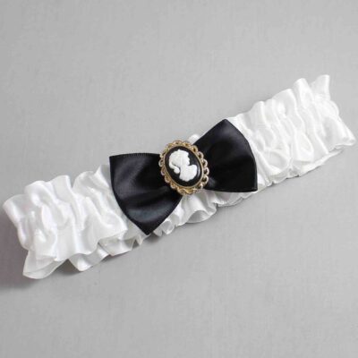 White and Black Satin Wedding Garter / White Wedding Garters / Wedding Garter / Custom Wedding Garter / Bridal Garter / Prom Garter / Linda Joyce Couture / Personalized Garter / Personalized Wedding Garter / Personalized Prom Garter