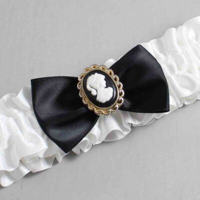 White and Black Satin Wedding Garter / White Wedding Garters / Wedding Garter / Custom Wedding Garter / Bridal Garter / Prom Garter / Linda Joyce Couture / Personalized Garter / Personalized Wedding Garter / Personalized Prom Garter