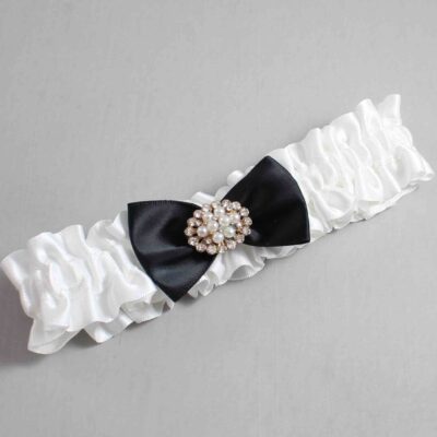 White and Black Satin Wedding Garter / White Wedding Garters / Wedding Garter / Custom Wedding Garter / Bridal Garter / Prom Garter / Linda Joyce Couture / Personalized Garter / Personalized Wedding Garter / Personalized Prom Garter