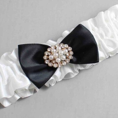 White and Black Satin Wedding Garter / White Wedding Garters / Wedding Garter / Custom Wedding Garter / Bridal Garter / Prom Garter / Linda Joyce Couture / Personalized Garter / Personalized Wedding Garter / Personalized Prom Garter
