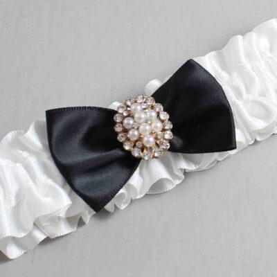 White and Black Satin Wedding Garter / White Wedding Garters / Wedding Garter / Custom Wedding Garter / Bridal Garter / Prom Garter / Linda Joyce Couture / Personalized Garter / Personalized Wedding Garter / Personalized Prom Garter